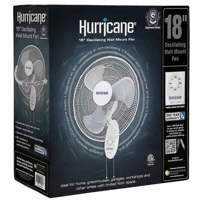 Hurricane 18" Oscillating Wall Mount Fan - HydroPros