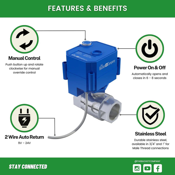 Bucket Company Motorized Ball Valve 3/4"