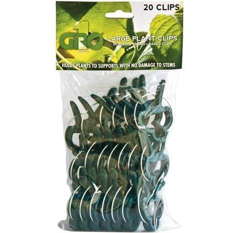 Gro1 20 Pack Large Plant Clips Reusable Spring - Loaded Clips - HydroPros.com